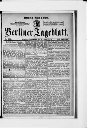 Berliner Tageblatt und Handels-Zeitung on Jun 5, 1879