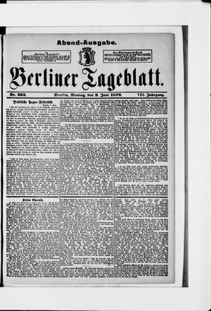 Berliner Tageblatt und Handels-Zeitung vom 09.06.1879