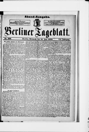 Berliner Tageblatt und Handels-Zeitung vom 11.06.1879