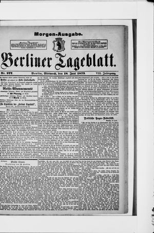 Berliner Tageblatt und Handels-Zeitung vom 18.06.1879