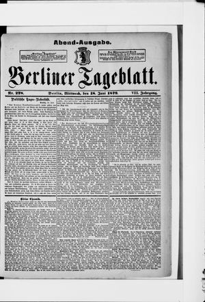 Berliner Tageblatt und Handels-Zeitung vom 18.06.1879