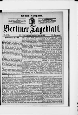 Berliner Tageblatt und Handels-Zeitung vom 20.06.1879