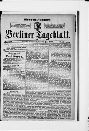 Berliner Tageblatt und Handels-Zeitung vom 21.06.1879