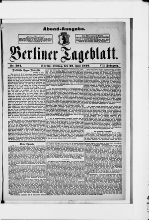 Berliner Tageblatt und Handels-Zeitung vom 27.06.1879