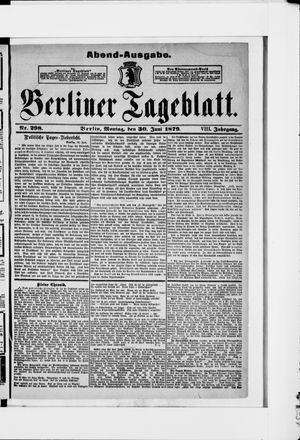 Berliner Tageblatt und Handels-Zeitung vom 30.06.1879