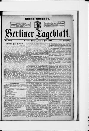Berliner Tageblatt und Handels-Zeitung vom 01.07.1879