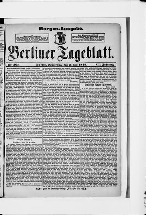 Berliner Tageblatt und Handels-Zeitung vom 03.07.1879