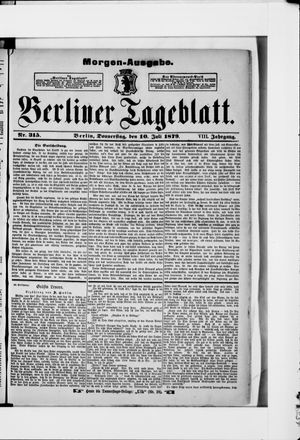 Berliner Tageblatt und Handels-Zeitung vom 10.07.1879