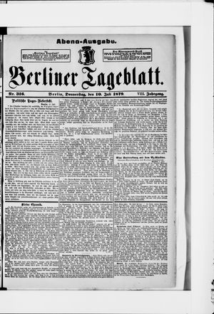 Berliner Tageblatt und Handels-Zeitung vom 10.07.1879