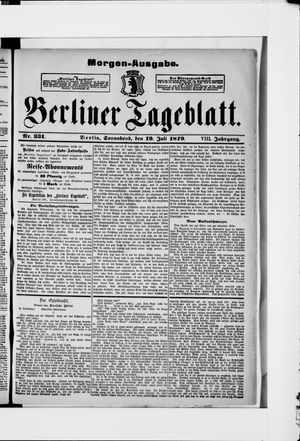Berliner Tageblatt und Handels-Zeitung on Jul 19, 1879