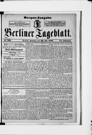 Berliner Tageblatt und Handels-Zeitung vom 20.07.1879