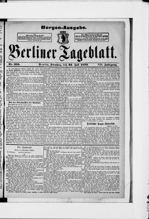 Berliner Tageblatt und Handels-Zeitung vom 22.07.1879