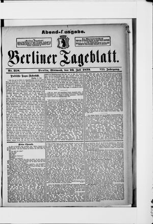 Berliner Tageblatt und Handels-Zeitung on Jul 23, 1879