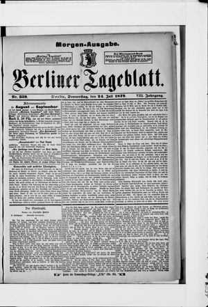 Berliner Tageblatt und Handels-Zeitung on Jul 24, 1879