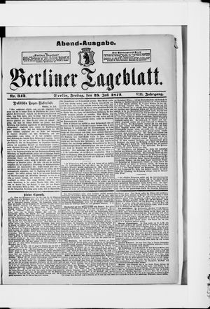 Berliner Tageblatt und Handels-Zeitung vom 25.07.1879