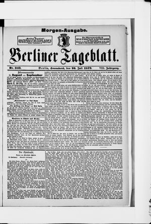 Berliner Tageblatt und Handels-Zeitung vom 26.07.1879