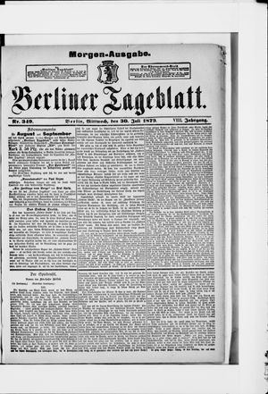 Berliner Tageblatt und Handels-Zeitung vom 30.07.1879