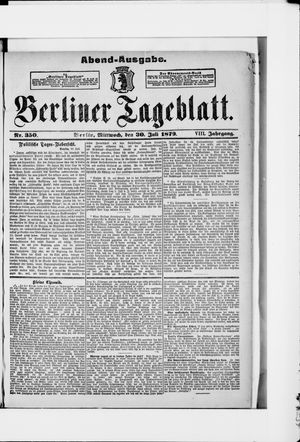 Berliner Tageblatt und Handels-Zeitung vom 30.07.1879