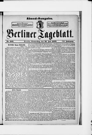 Berliner Tageblatt und Handels-Zeitung vom 31.07.1879