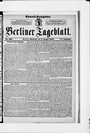 Berliner Tageblatt und Handels-Zeitung vom 06.08.1879