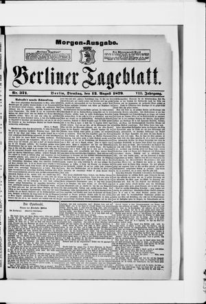 Berliner Tageblatt und Handels-Zeitung vom 12.08.1879
