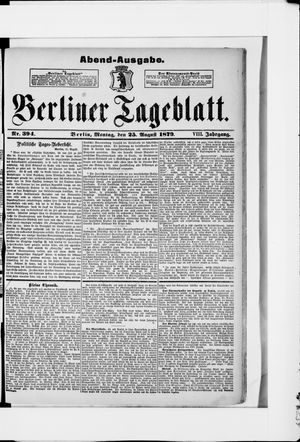 Berliner Tageblatt und Handels-Zeitung on Aug 25, 1879