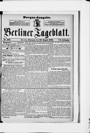 Berliner Tageblatt und Handels-Zeitung vom 27.08.1879