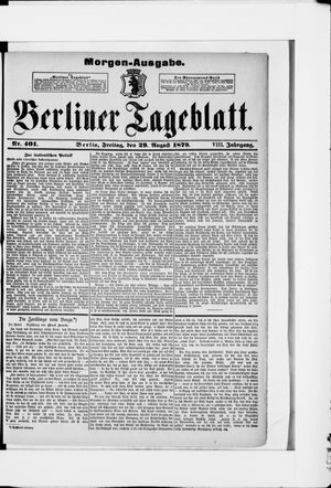 Berliner Tageblatt und Handels-Zeitung vom 29.08.1879