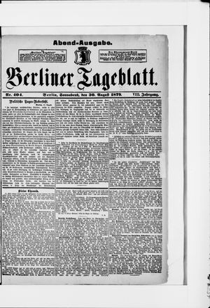 Berliner Tageblatt und Handels-Zeitung vom 30.08.1879