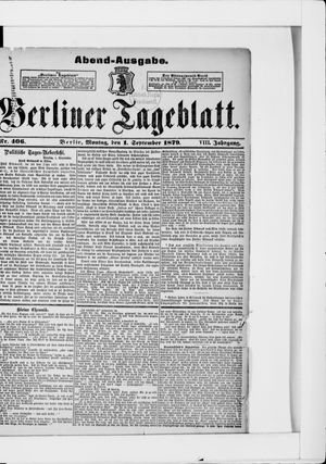 Berliner Tageblatt und Handels-Zeitung vom 01.09.1879