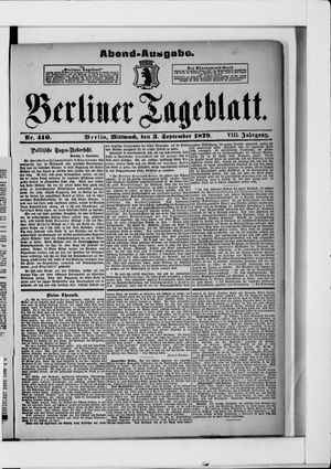 Berliner Tageblatt und Handels-Zeitung on Sep 3, 1879