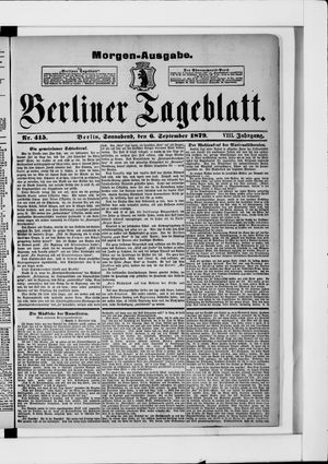 Berliner Tageblatt und Handels-Zeitung vom 06.09.1879