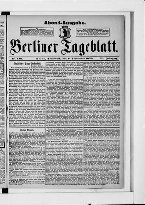 Berliner Tageblatt und Handels-Zeitung vom 06.09.1879