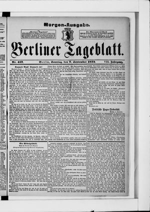 Berliner Tageblatt und Handels-Zeitung vom 07.09.1879