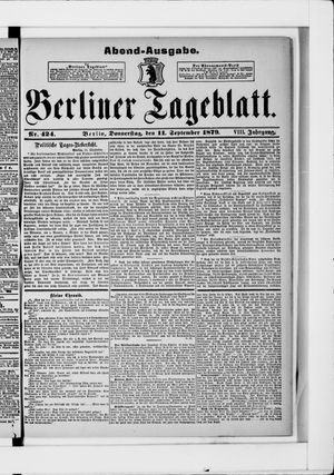 Berliner Tageblatt und Handels-Zeitung vom 11.09.1879