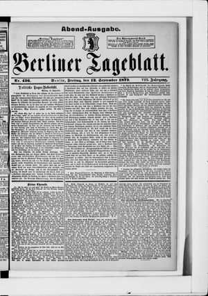 Berliner Tageblatt und Handels-Zeitung vom 12.09.1879