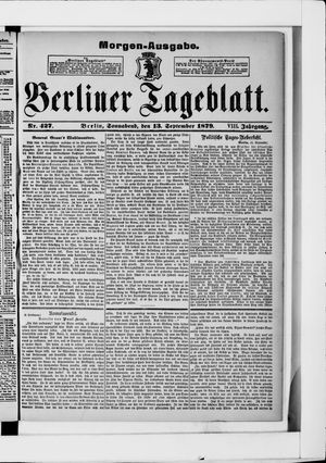 Berliner Tageblatt und Handels-Zeitung vom 13.09.1879
