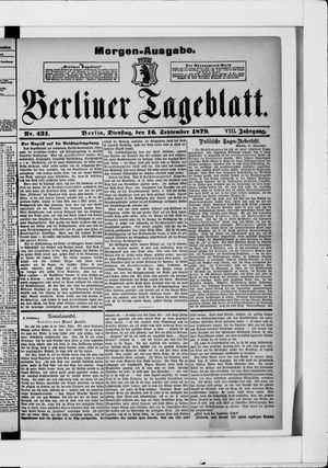 Berliner Tageblatt und Handels-Zeitung vom 16.09.1879