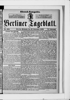 Berliner Tageblatt und Handels-Zeitung vom 17.09.1879