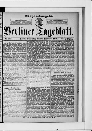Berliner Tageblatt und Handels-Zeitung vom 18.09.1879