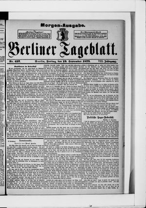 Berliner Tageblatt und Handels-Zeitung vom 19.09.1879