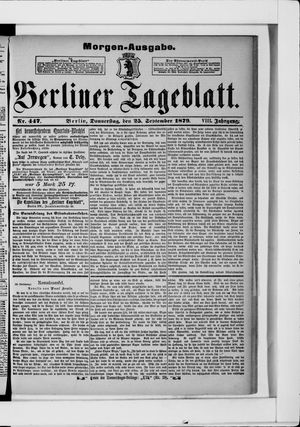 Berliner Tageblatt und Handels-Zeitung vom 25.09.1879