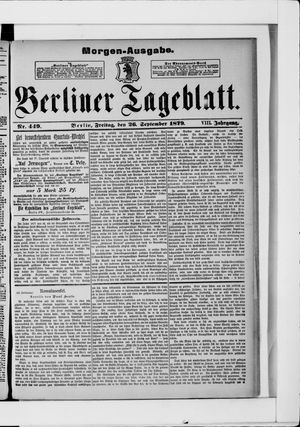 Berliner Tageblatt und Handels-Zeitung vom 26.09.1879