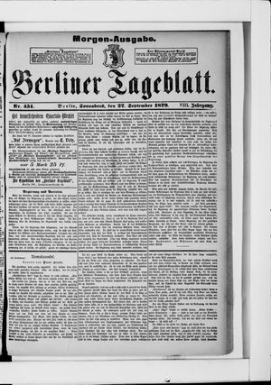 Berliner Tageblatt und Handels-Zeitung vom 27.09.1879