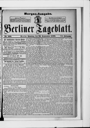 Berliner Tageblatt und Handels-Zeitung vom 28.09.1879