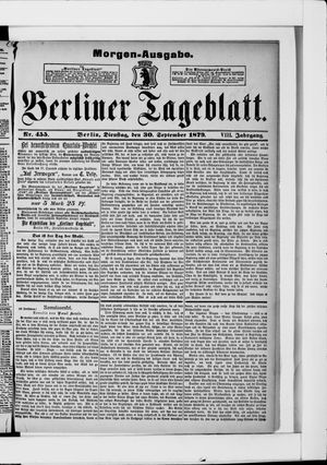 Berliner Tageblatt und Handels-Zeitung vom 30.09.1879