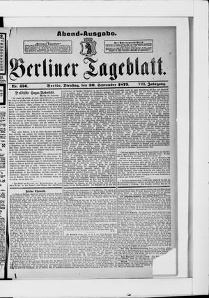 Berliner Tageblatt und Handels-Zeitung vom 30.09.1879