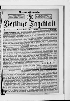 Berliner Tageblatt und Handels-Zeitung vom 01.10.1879