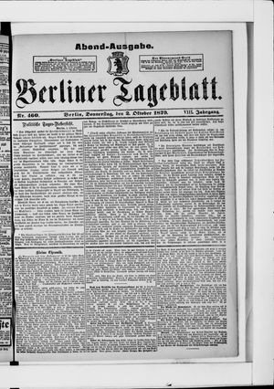 Berliner Tageblatt und Handels-Zeitung vom 02.10.1879