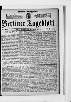 Berliner Tageblatt und Handels-Zeitung vom 06.10.1879